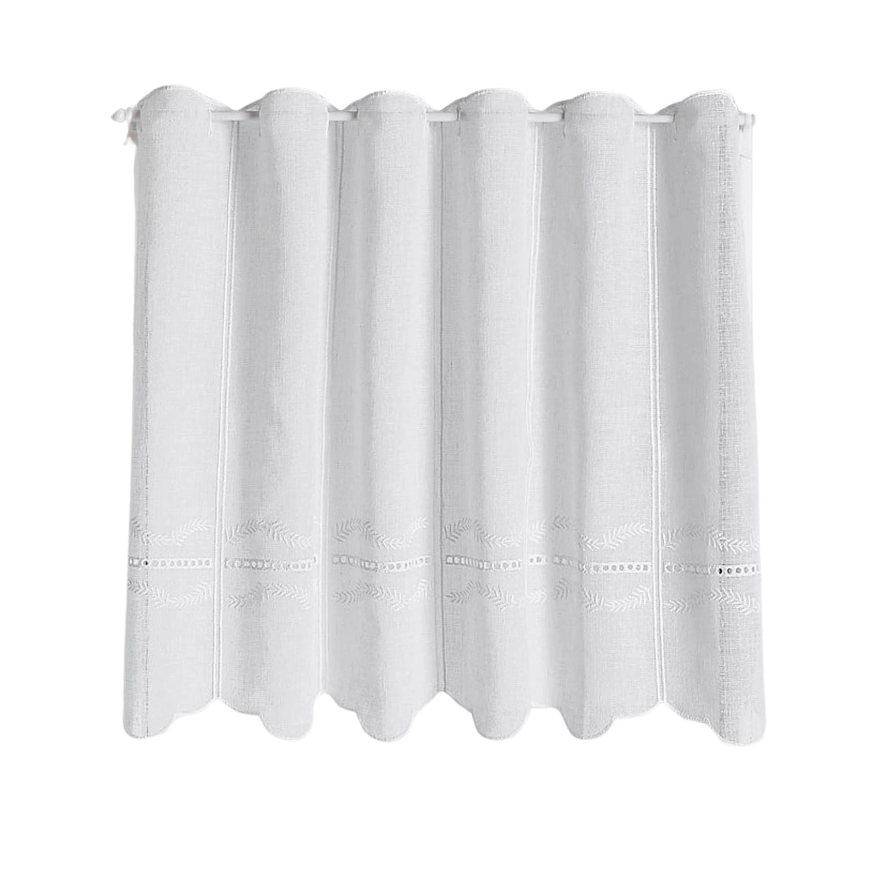 Brise bise brodé avec jour échelle - Blanc - 60x60 cm - Polyester ...