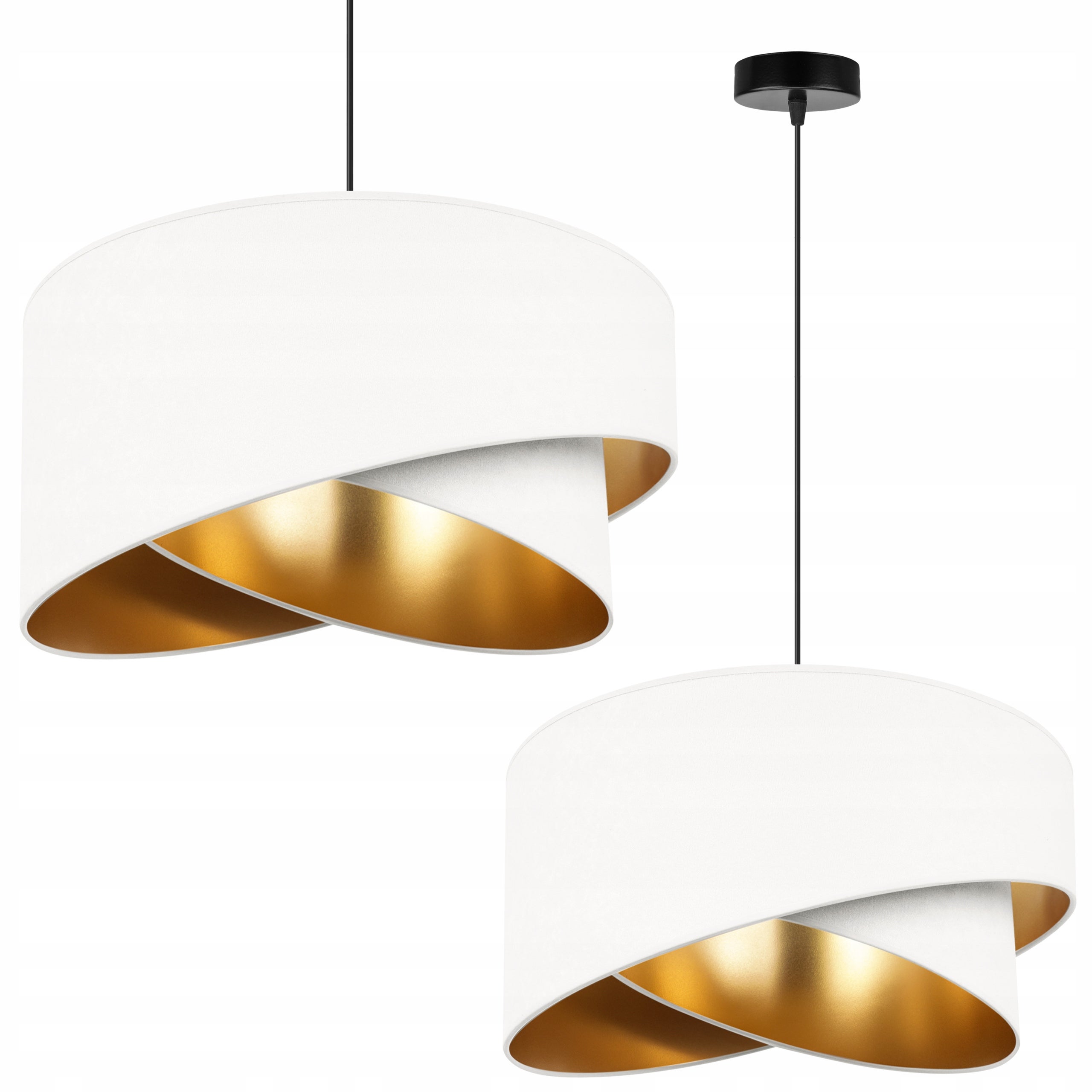 Lampa sufitowa wisząca Mediolan glam 1xE27 abażur asymetryczny walec złoto/biały Light Home LH