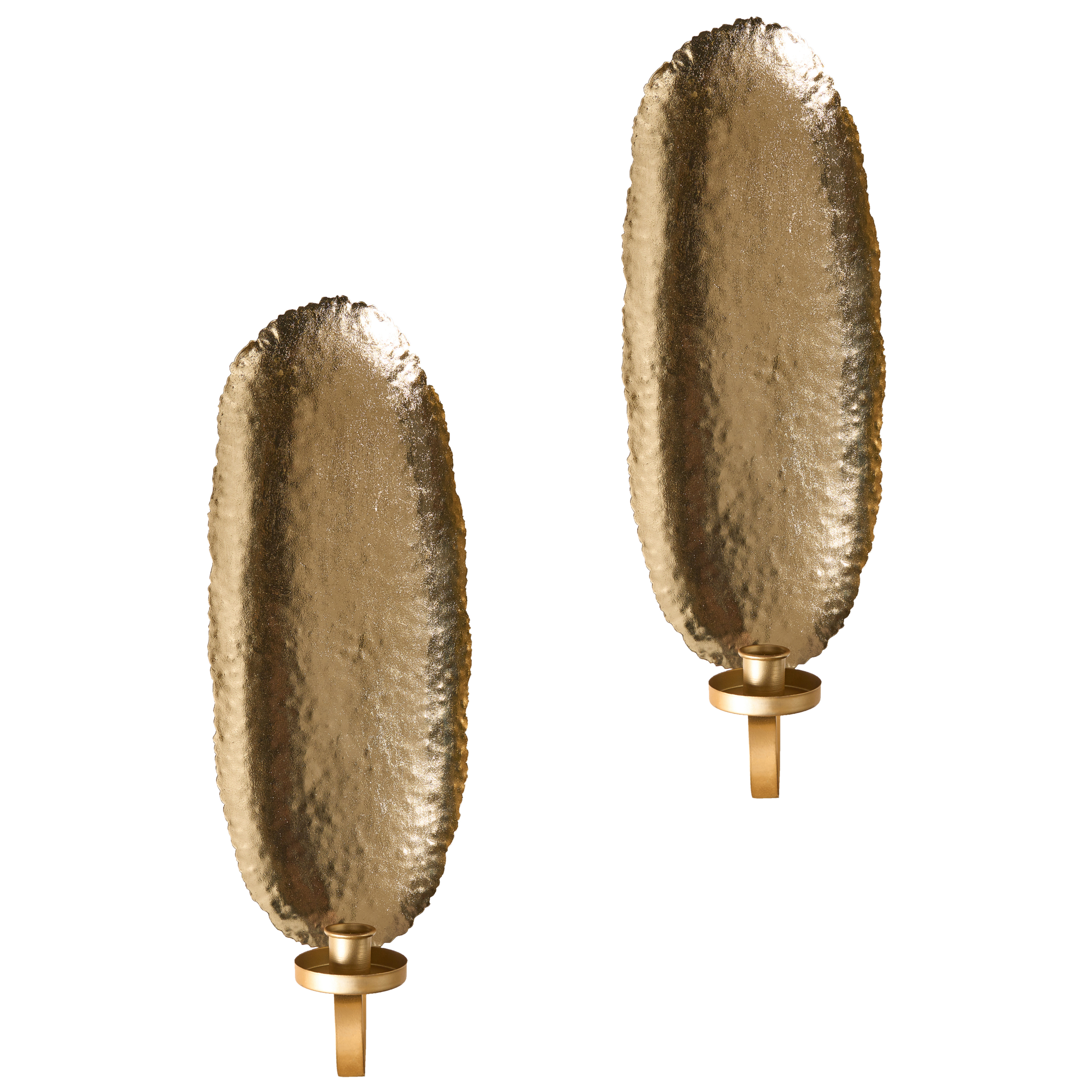 Set de 2 suporturi de perete pentru lumânări FEIJO Metal 44 cm Auriu 2buc