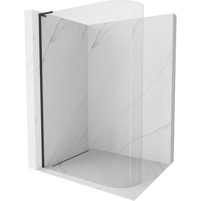 Mexen Kioto-R L ścianka prysznicowa zaokrąglona Walk-in 80 x 200 cm, transparent, czarna - 800-080-103-70-06