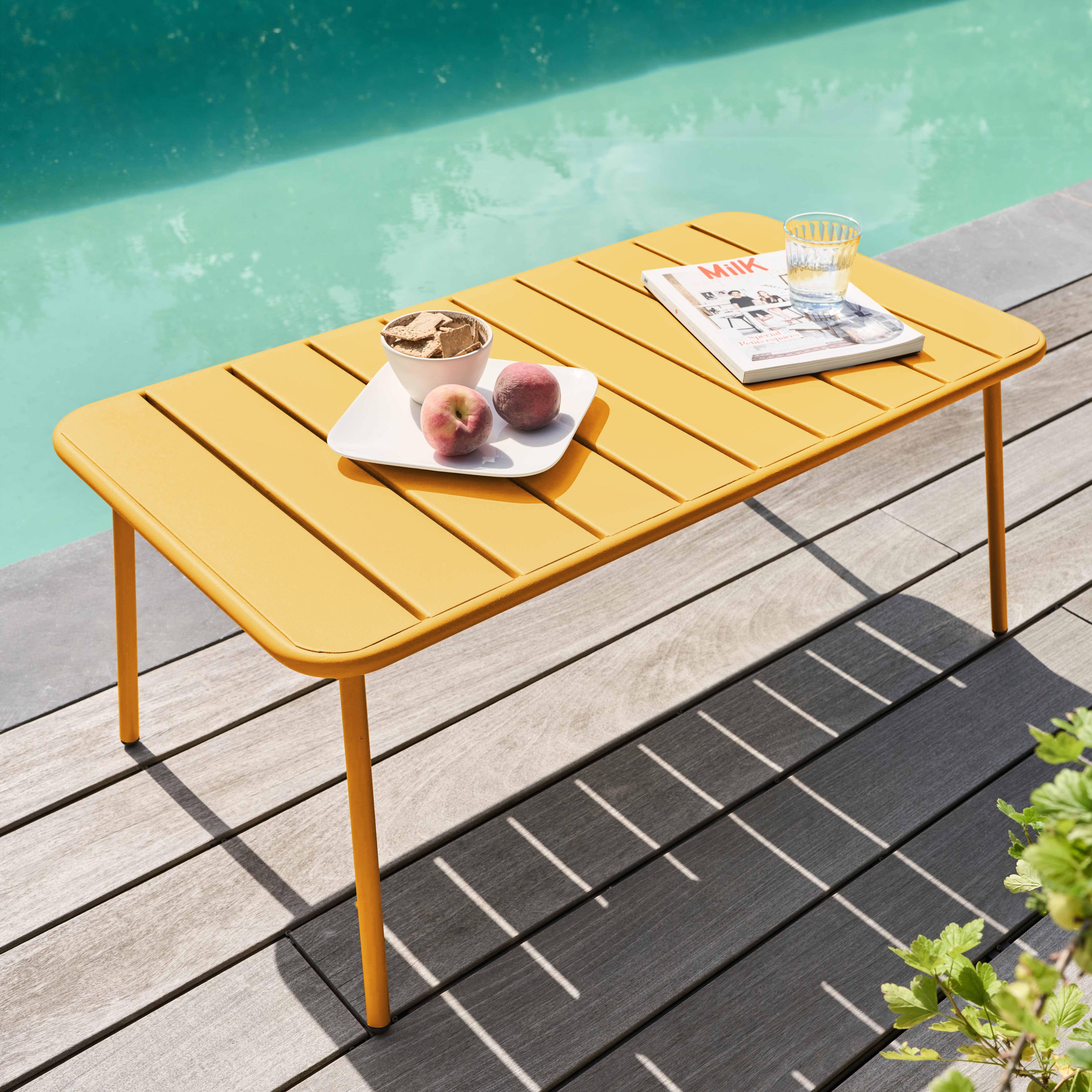 Table basse de jardin acier jaune 90 x 50 cm , Palavas - Oviala - 2