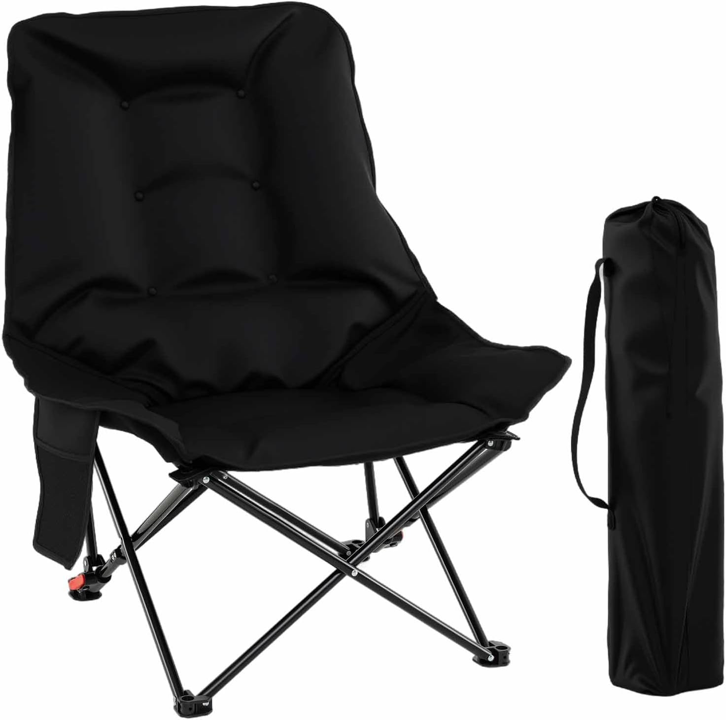 Ultra Lekki Składany Krzesło Kempingowe, Przenośne Krzesło Ogrodowe z Regulowanym Oparciem, Boczną Kieszenią, Tkaniną Oxford, Nośnością 150 kg