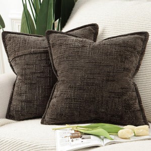 Federe decorative in morbida ciniglia, 45 x 45 cm, set da 2, stile
