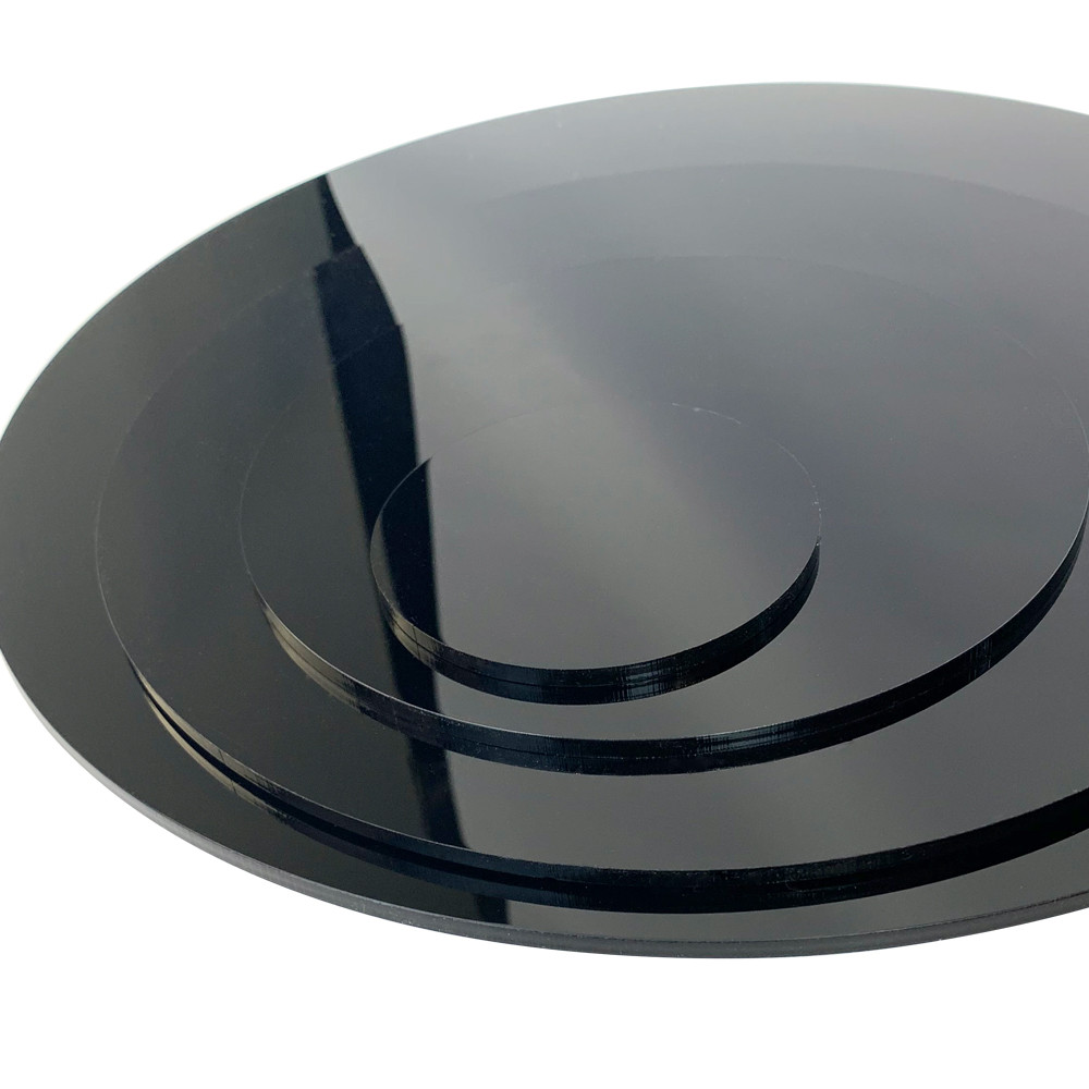 Rond verre acrylique noir 4 mm - Diamètre 20 cm (200 mm) - Disque verre synthétique - Plaque PMMA XT - 2
