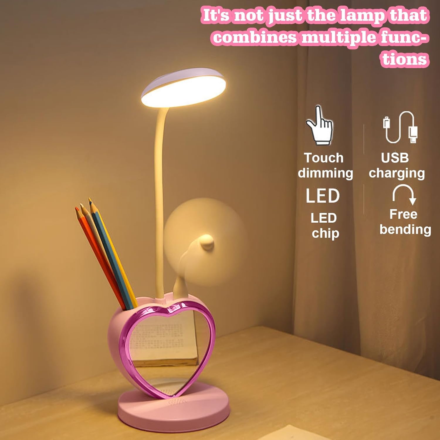 Regulowana lampka biurkowa dla dzieci, 2 temperatury barwowe, ładowanie przez USB, czujnik dotykowy, idealna do czytania i nauki. - 4