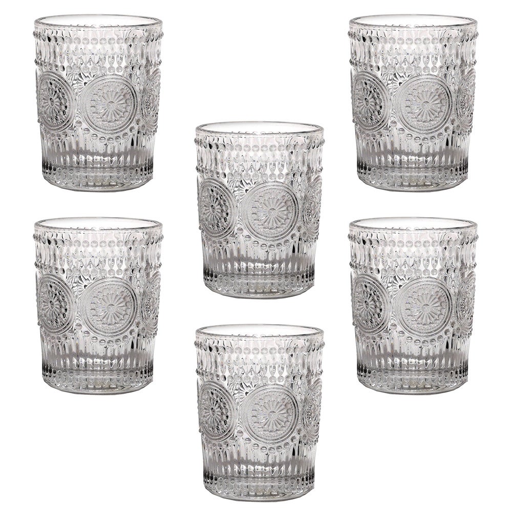 COSE DA CASA Set 6 Bicchieri In Vetro Lavorato Stile Barocco – 30 Cl, Trasparenti, Eleganti, Regalo - 3