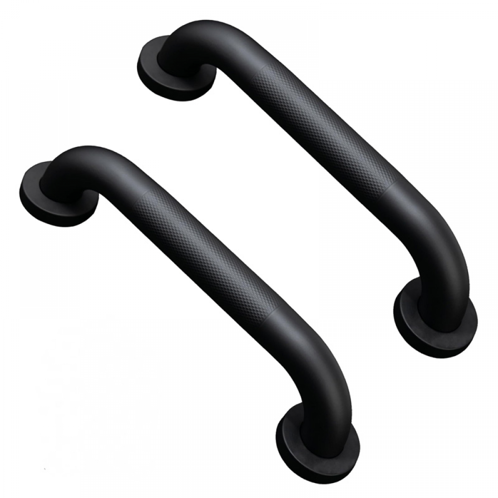 Uchwyt łazienkowy antypoślizgowy z żebrowanymi uchwytami (opakowanie 2 szt., 30 cm, czarny)