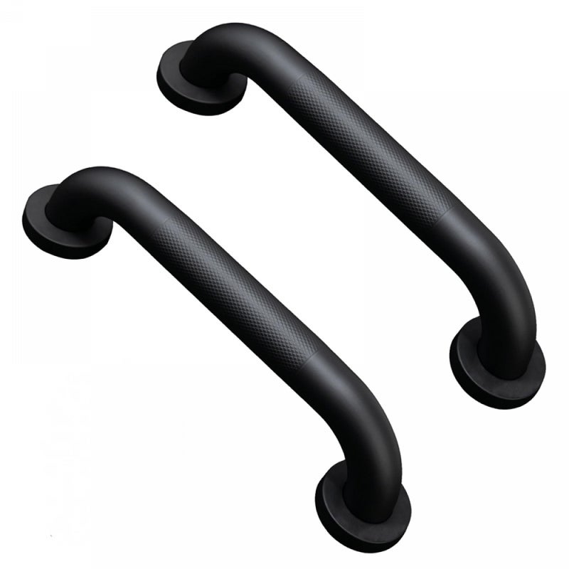 Uchwyt łazienkowy antypoślizgowy z żebrowanymi uchwytami (opakowanie 2 szt., 30 cm, czarny)