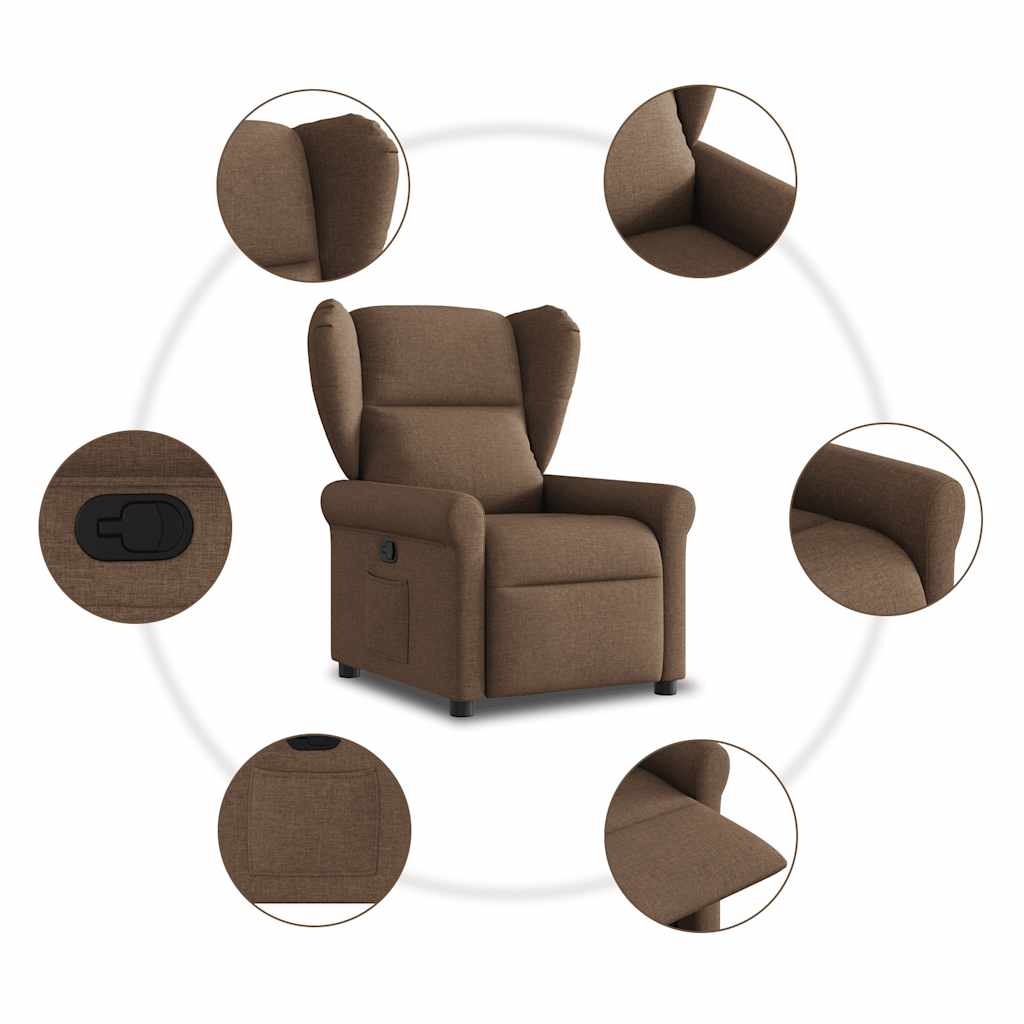 Fauteuil de télévision | Fauteuil inclinable Marron Tissu CFW287283 - 7