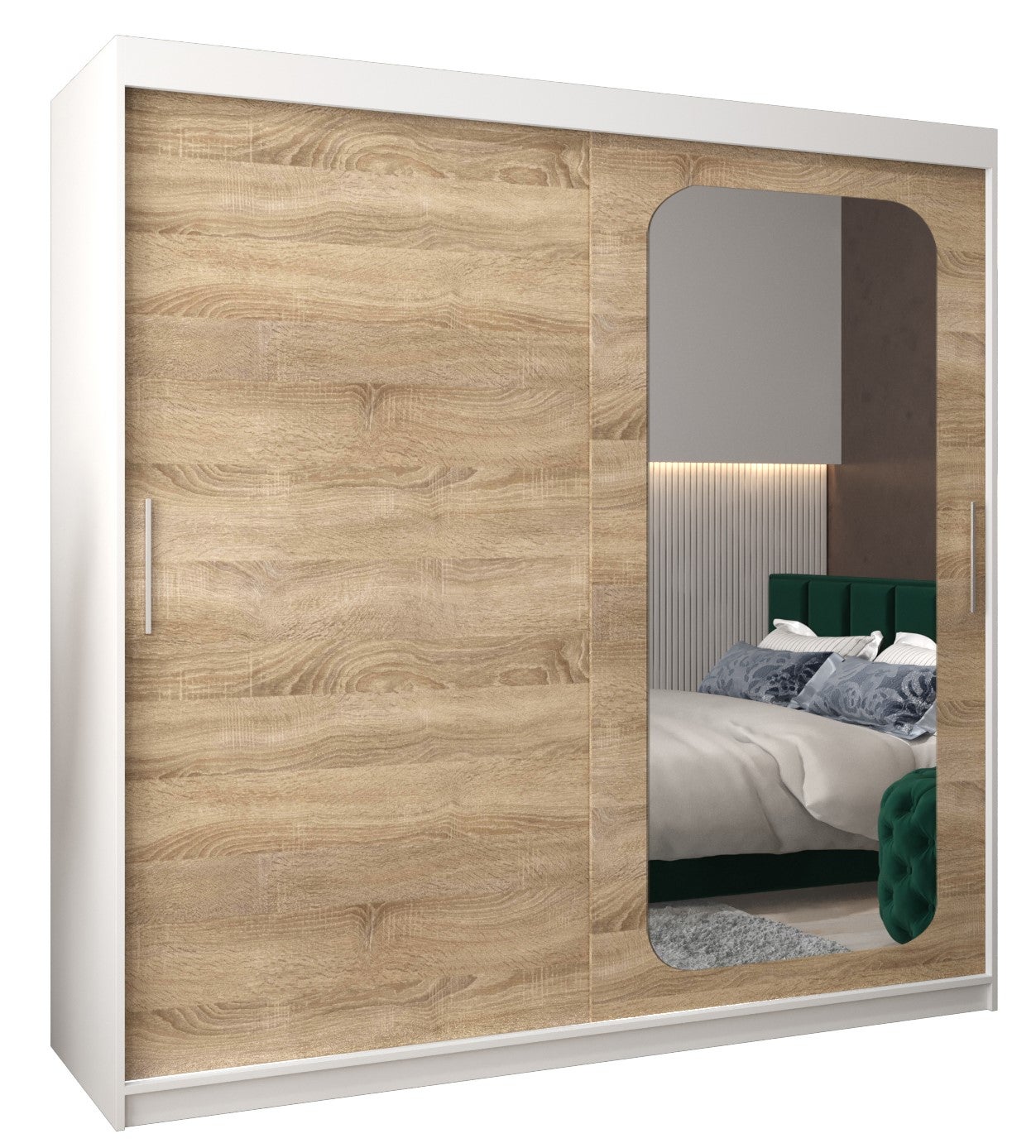 Szafa przesuwna garderoba PROMO T2 200 x 62 x 200 cm Biały + Sonoma - Abiks Meble
