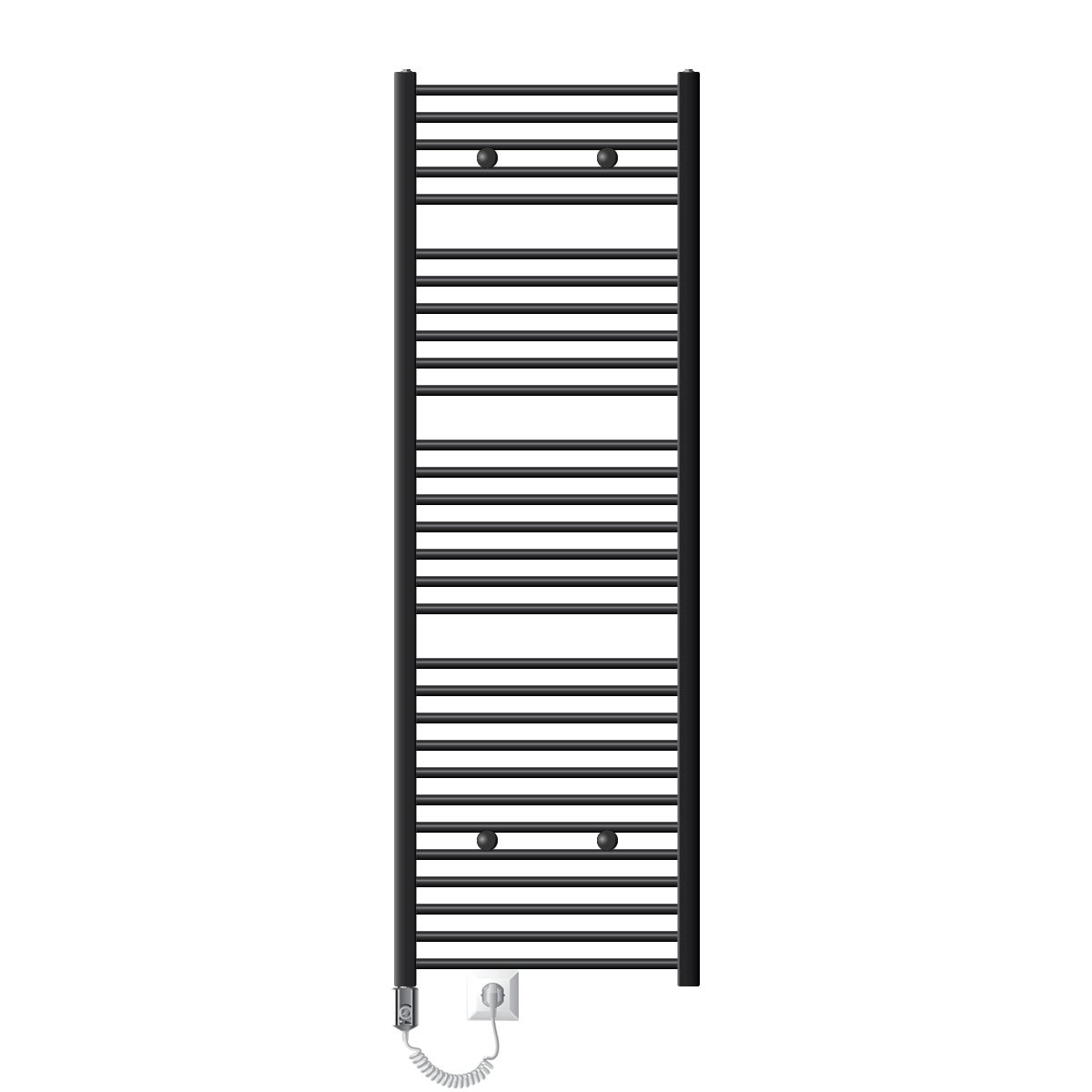 LuxeBath Elektryczny grzejnik lazienkowy Sahara 600x1800 mm Antracyt Proste podlaczenie boczne i pret grzejny 900W Termostat i wyswietlacz cyfrowy,
