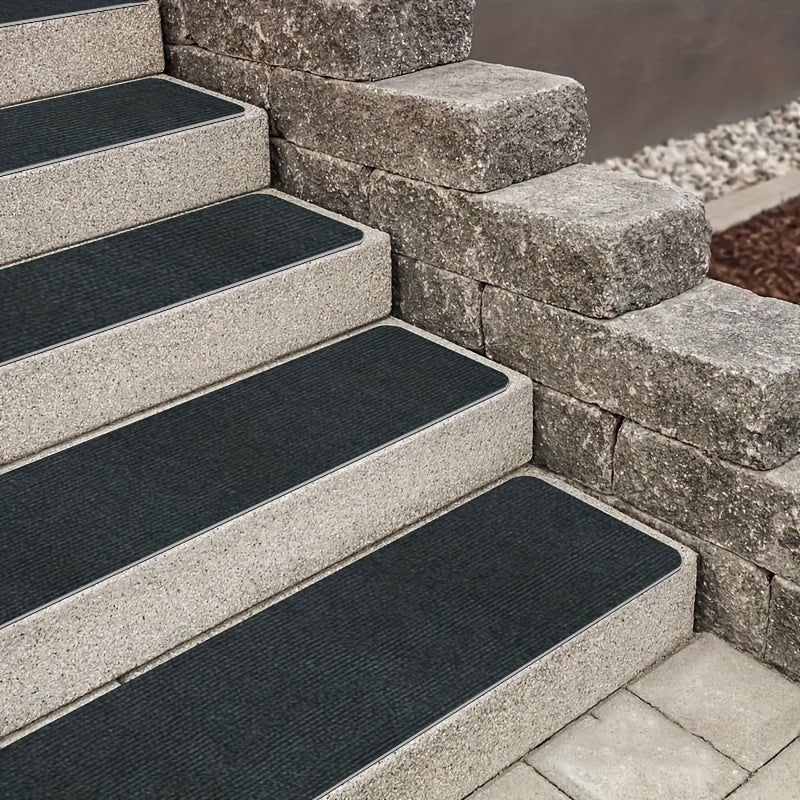 Tapis De Sol Antidérapants Pour Escaliers - Lot De 15 Pièces 65x25cm Noir, Style Moderne Pour Intérieur Et Extérieur