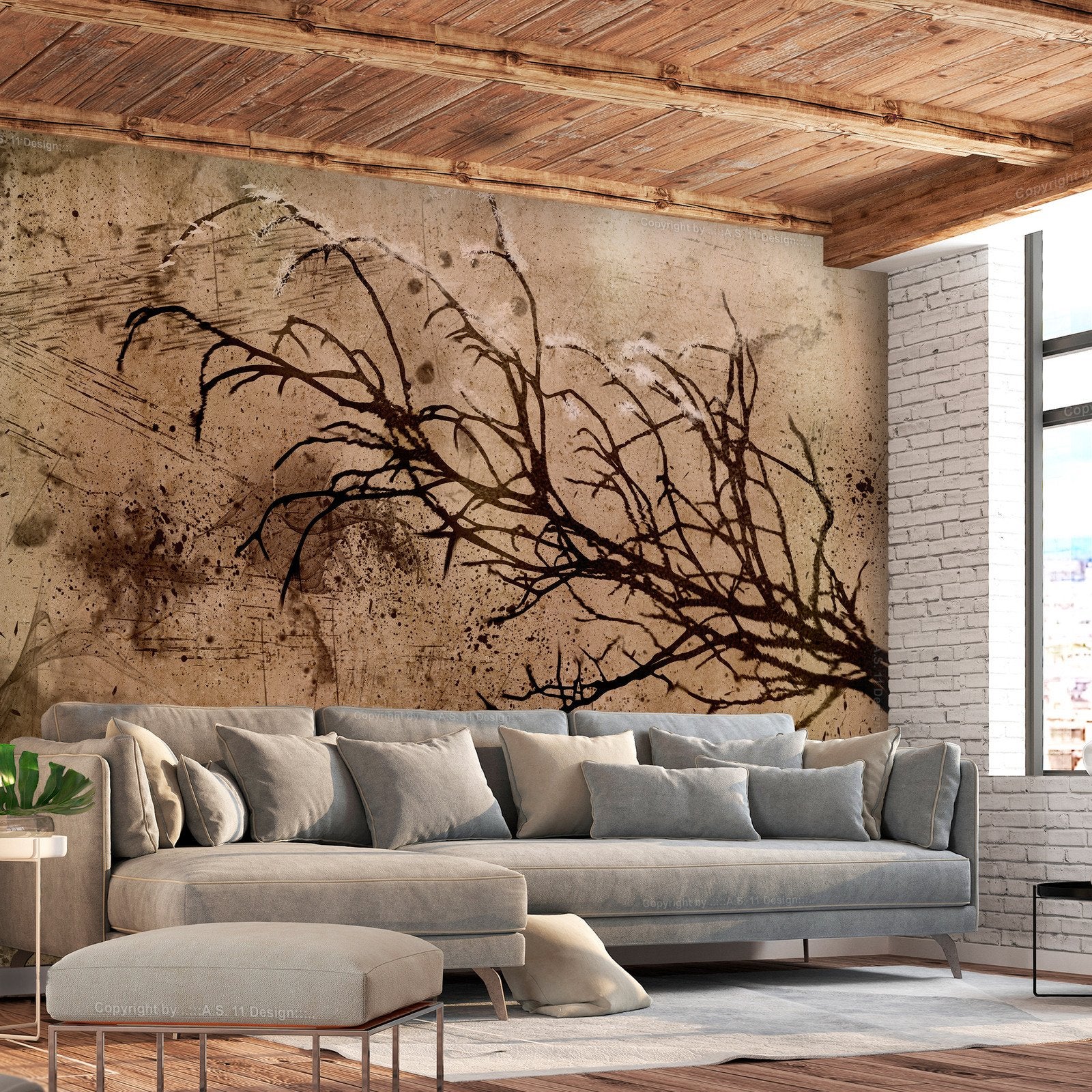 Papier peint Tree on Boards - 250 x 175 cm | Leroy Merlin
