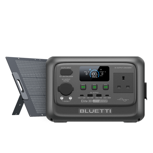 BLUETTI Elite 30 V2 Générateur solaire Avec 200W Panneau Solaire Inclus Station D'Énergie Portable 288Wh Avec 1 Prises CA 600W, Pour Urgences, camping