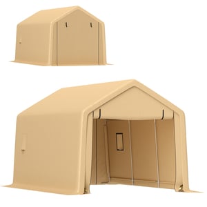 Carport tente garage 5,2 x 3 m - porte zippée - acier galvanisé PE