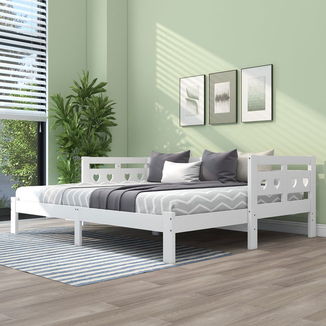 Cama nido 90 x 200 cm - Sofá cama de madera maciza - forma de corazón - blanco