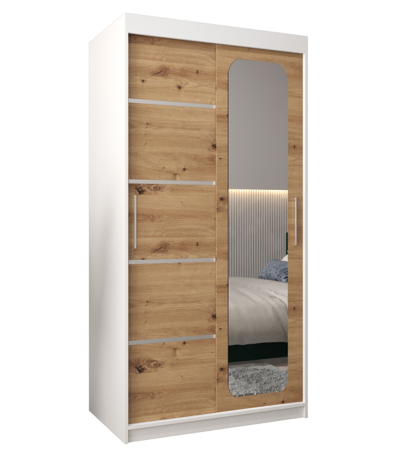 Szafa przesuwna garderoba PROMO V2 100 x 62 x 200 cm Biały + Artisan - Abiks Meble