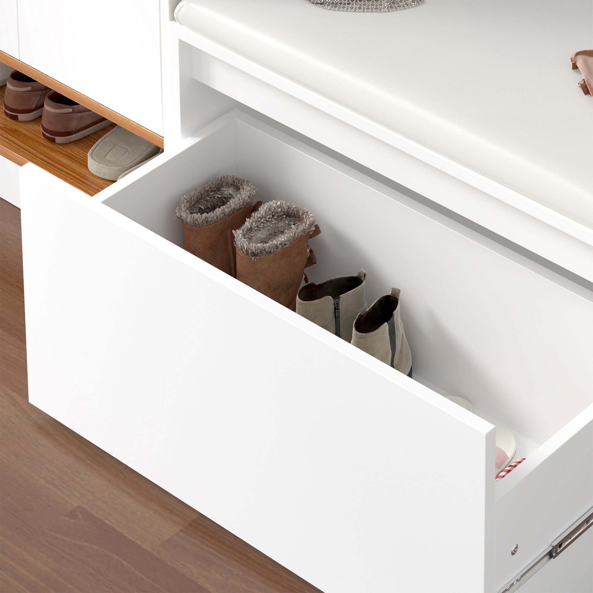 Banc à chaussures Degerfors 80 x 39 x 45 cm blanc [en.casa] - 8