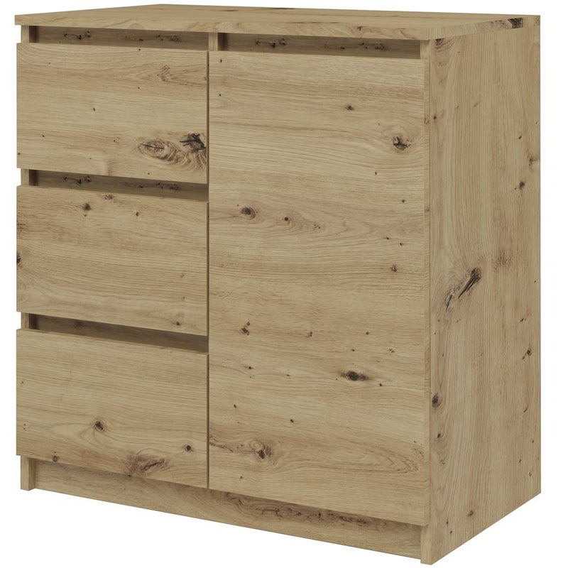 Komoda Topeshop 1D3S Szafka 1 Drzwi 3 Szuflady Dąb Artisan 40x80x75 cm