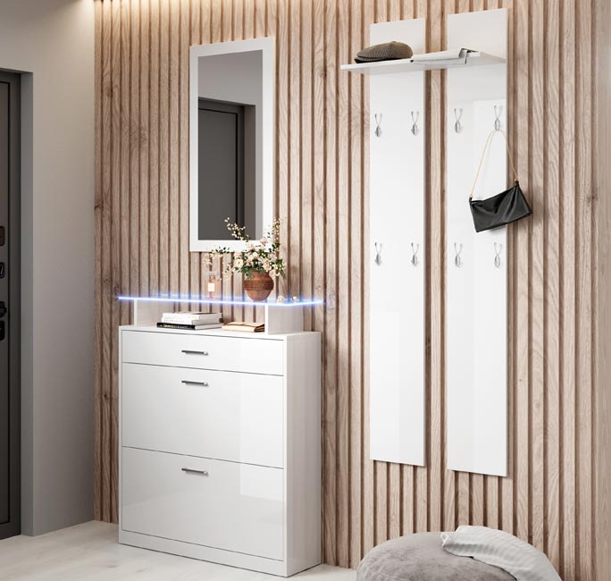 Recibidor con Espejo y Perchero Zapatero Mueble de Entrada