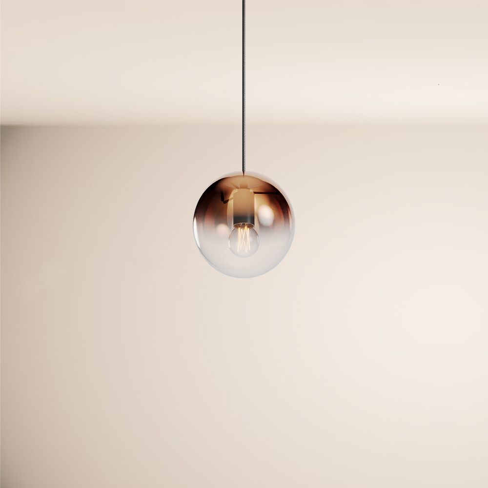 S.luce - orb - lámpara de techo de cristal (500 cm, suspensión, degradado de cobre, negro, ø 20 cm)