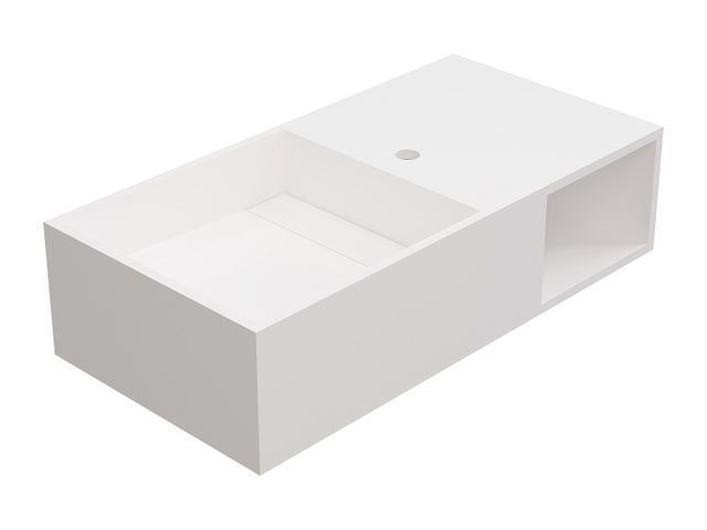 Umywalka wisząca z litą powierzchnią z wnęką – Biała – Szer. 80 x Głęb. 40 x Wys. 20 cm – GOYOKO