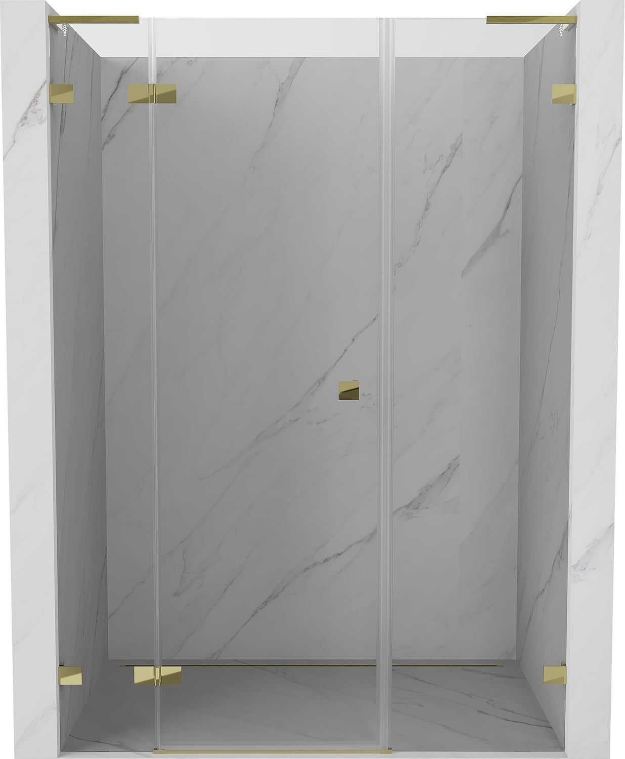 Mexen Lunar L drzwi prysznicowe uchylne lewe 150 cm, transparent, złote - 834SL-150-050-50-00-L