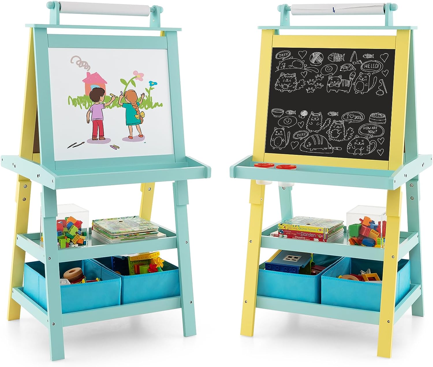 Playtive Lavagna Da Terra 2 Facce Con Orologio Educativo – Gioco Creativo Per Bambini 4+