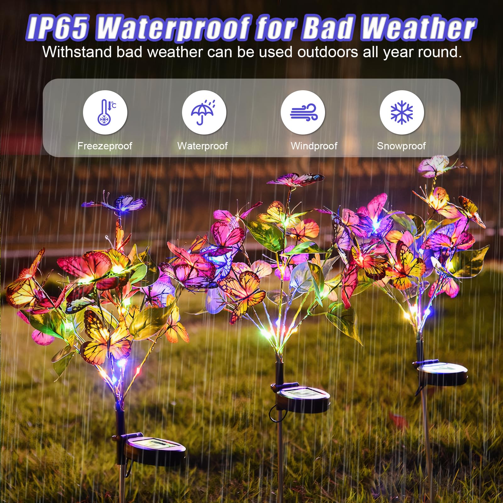 2 Pièces Lampes Solaires Fleurs Jardin - Lumière LED Extérieure IP65 Imperméable