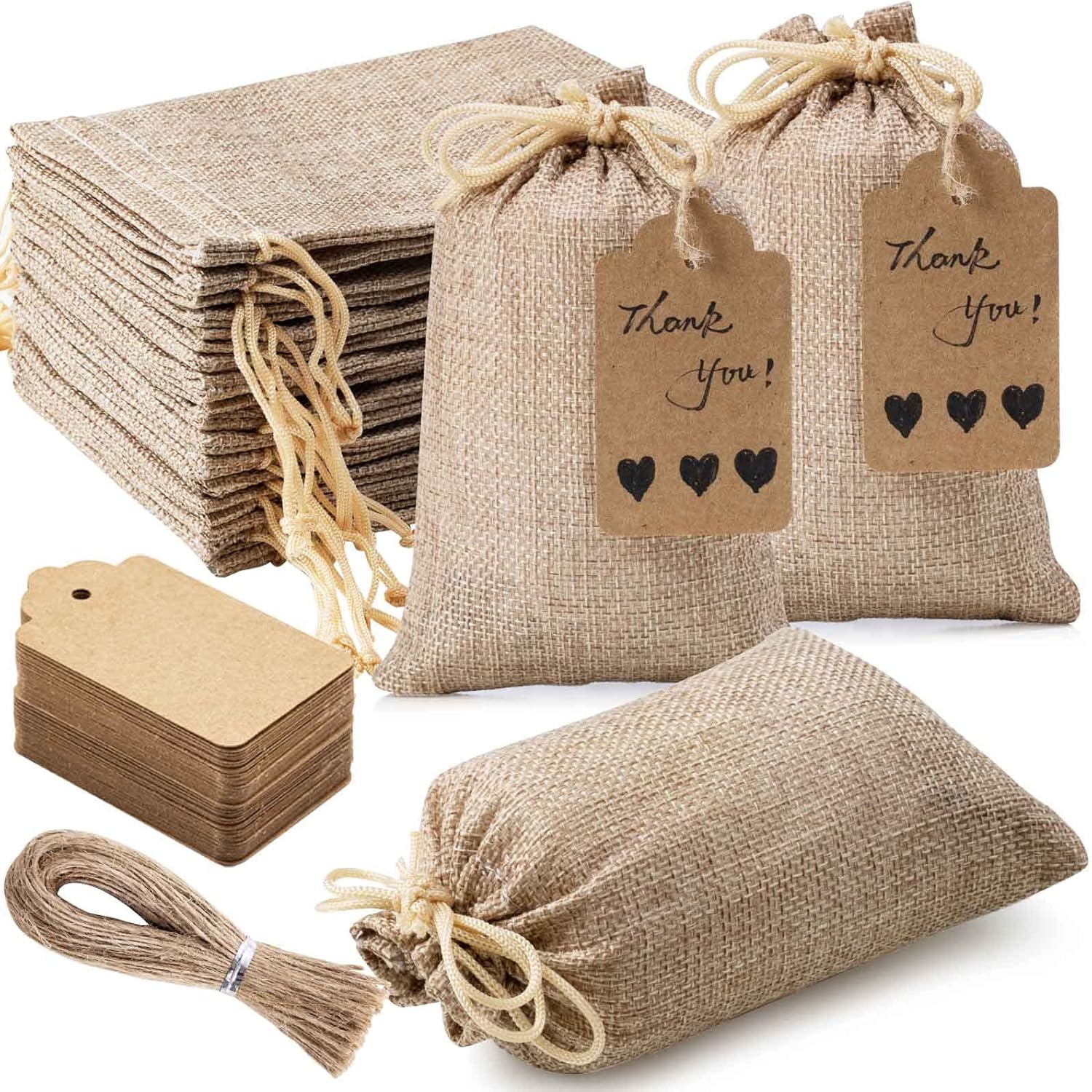 12 Sacs à Vin En Toile De Jute Avec Cordons Et Étiquettes - Emballage Cadeau Réutilisable