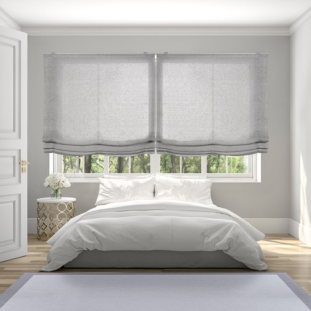 Estor paqueto, estores plegables con cadeneta para ventanas y puertas, estores dormitorio, salon, linum textura lisa gris 90x175