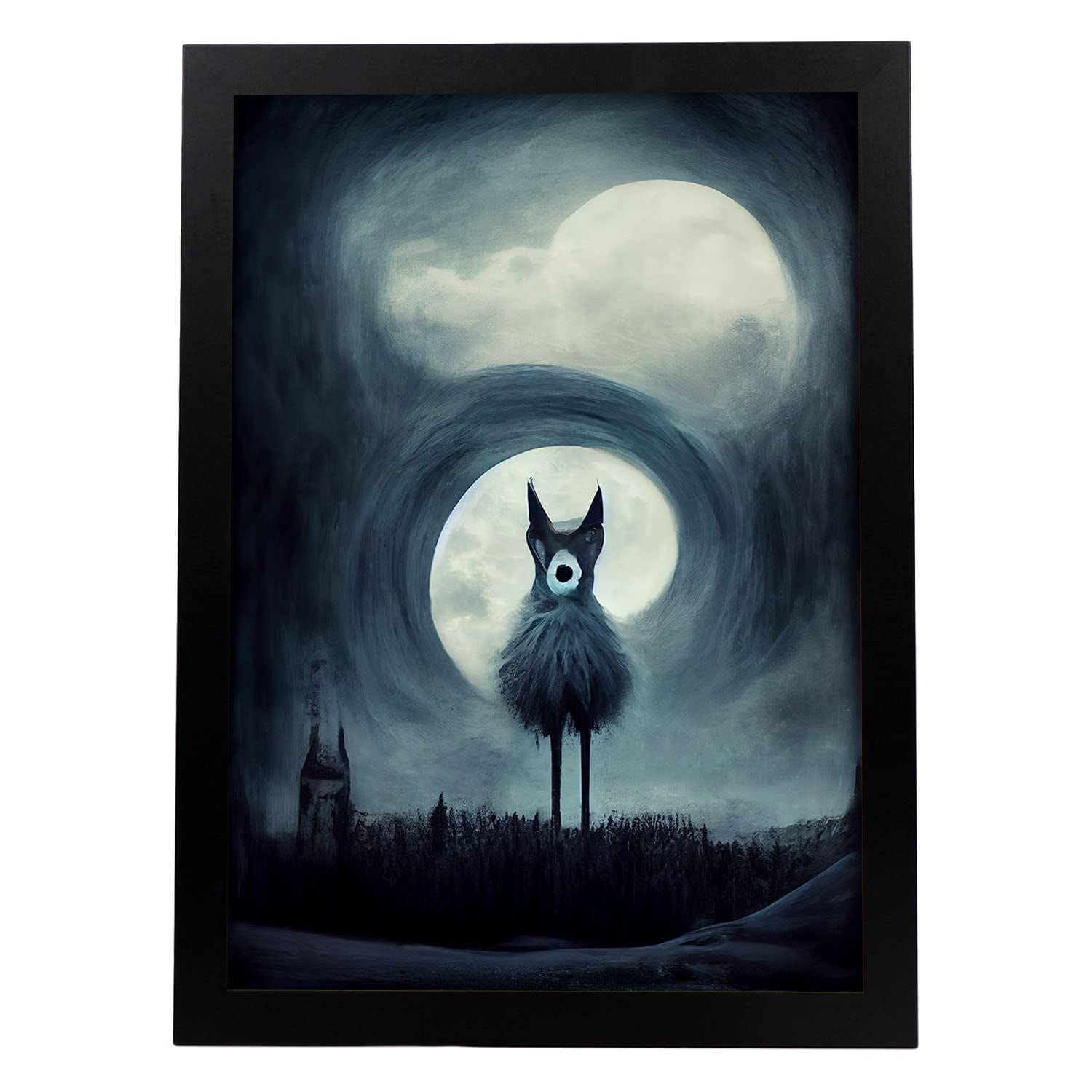 Nacnic lámina lobo generoso estilo t burton ilustraciones y pósters de animales inspirados en el arte gótico de burton diseño y a3 marco negro