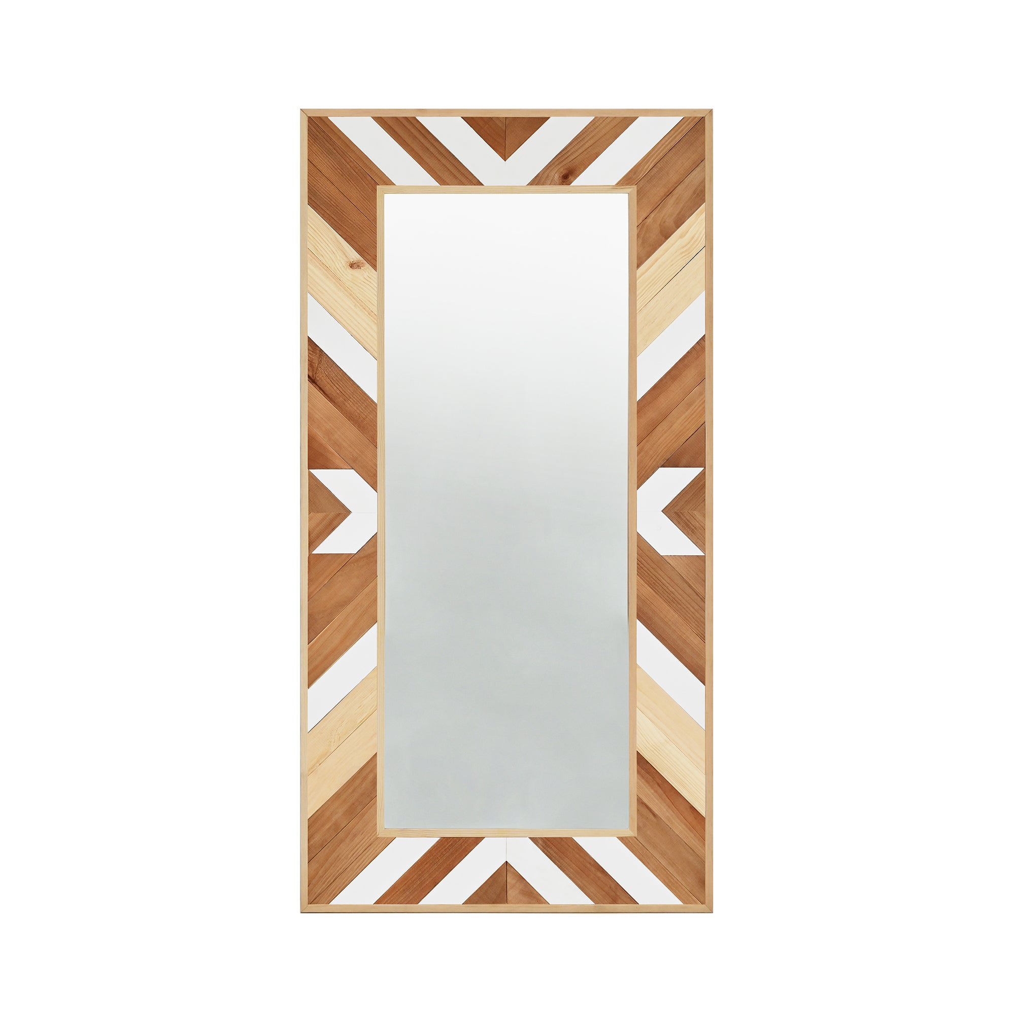 Miroir effet bois en chêne foncé naturel et blanc 163x84cm Leroy Merlin