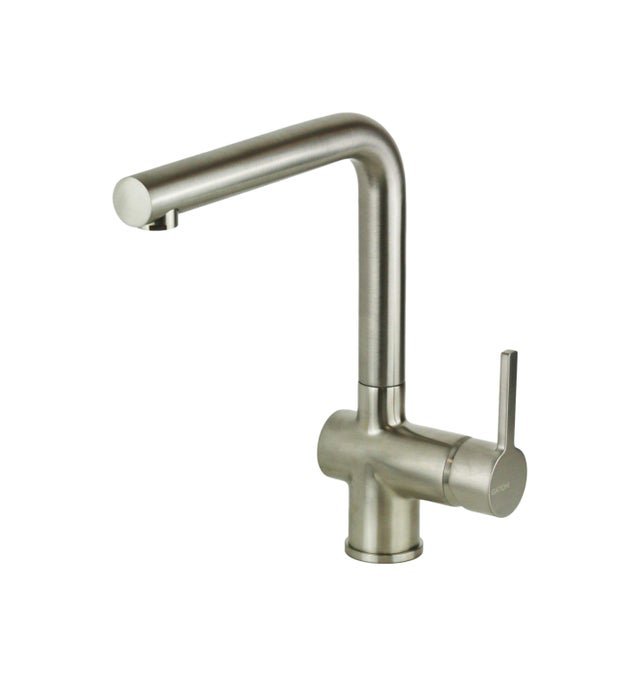 Miscelatore lavello cucina canna girevole in ottone colore acciaio spazzolato Gattoni PC0420.NS - Acciaio Spazzolato