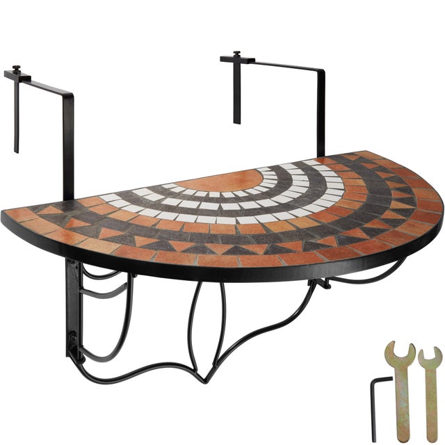 Table Pliante Demi-Lune Relaxdays 74x80x50 Cm - Bois Sapin Pour Balcon, Jardin Extérieur - Murale Naturel