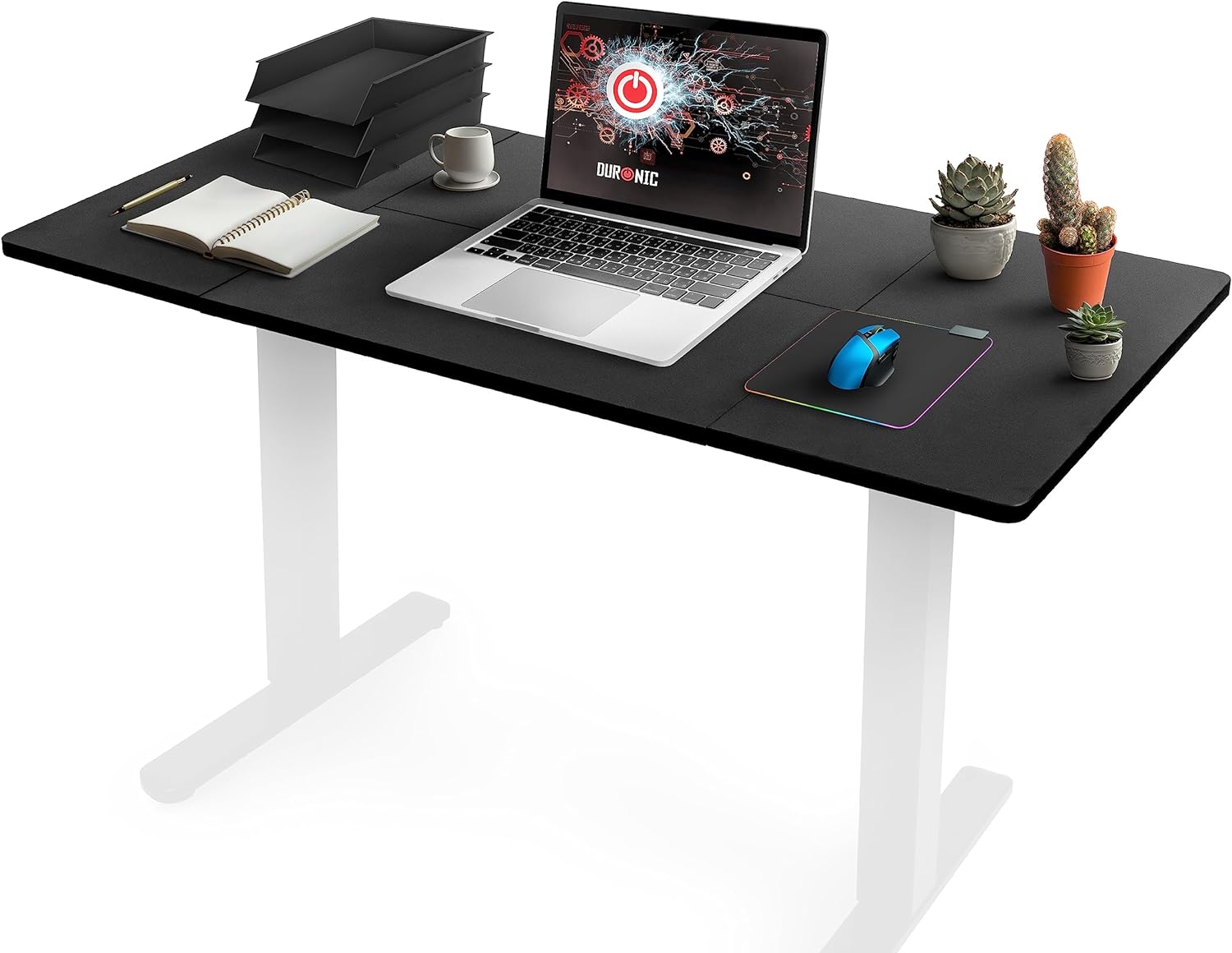 Duronic TT120 BK Plateau pour Bureau Assis Debout de 120 cm Structure réglable en Hauteur