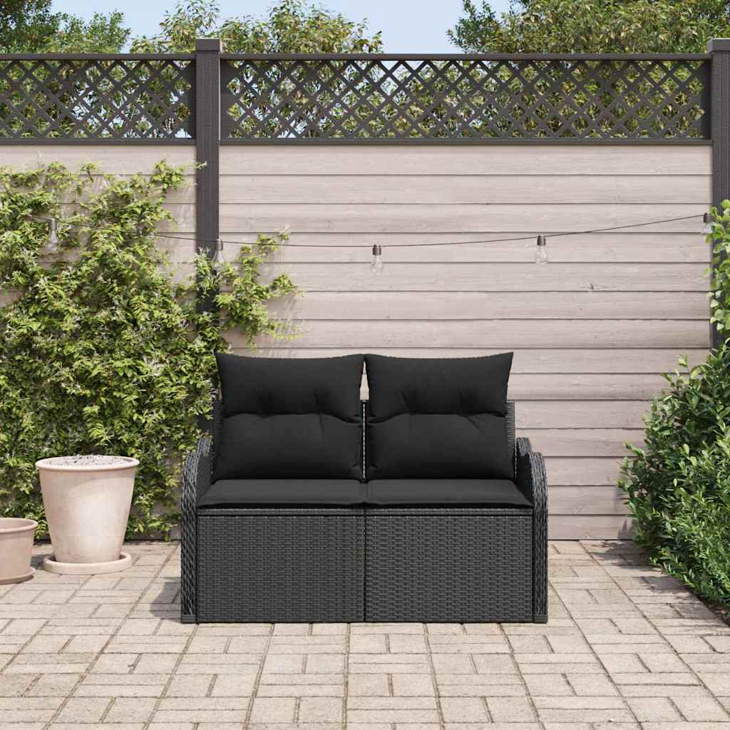 Sofa Ogrodowa z poduszką Czarny 121 x 62 x 69cm polirattan vidaXL