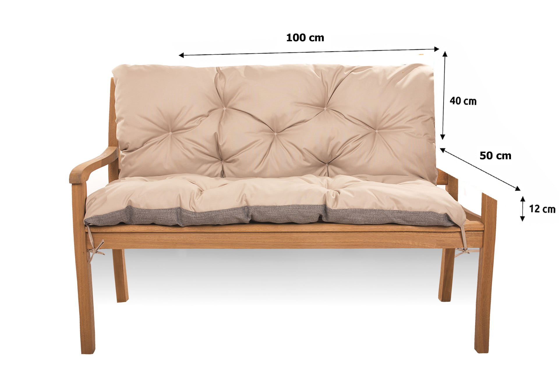 Coussin pour banc De Jardin 100 x 50 x 40cm Coussin pour balancelle, Beige - 4