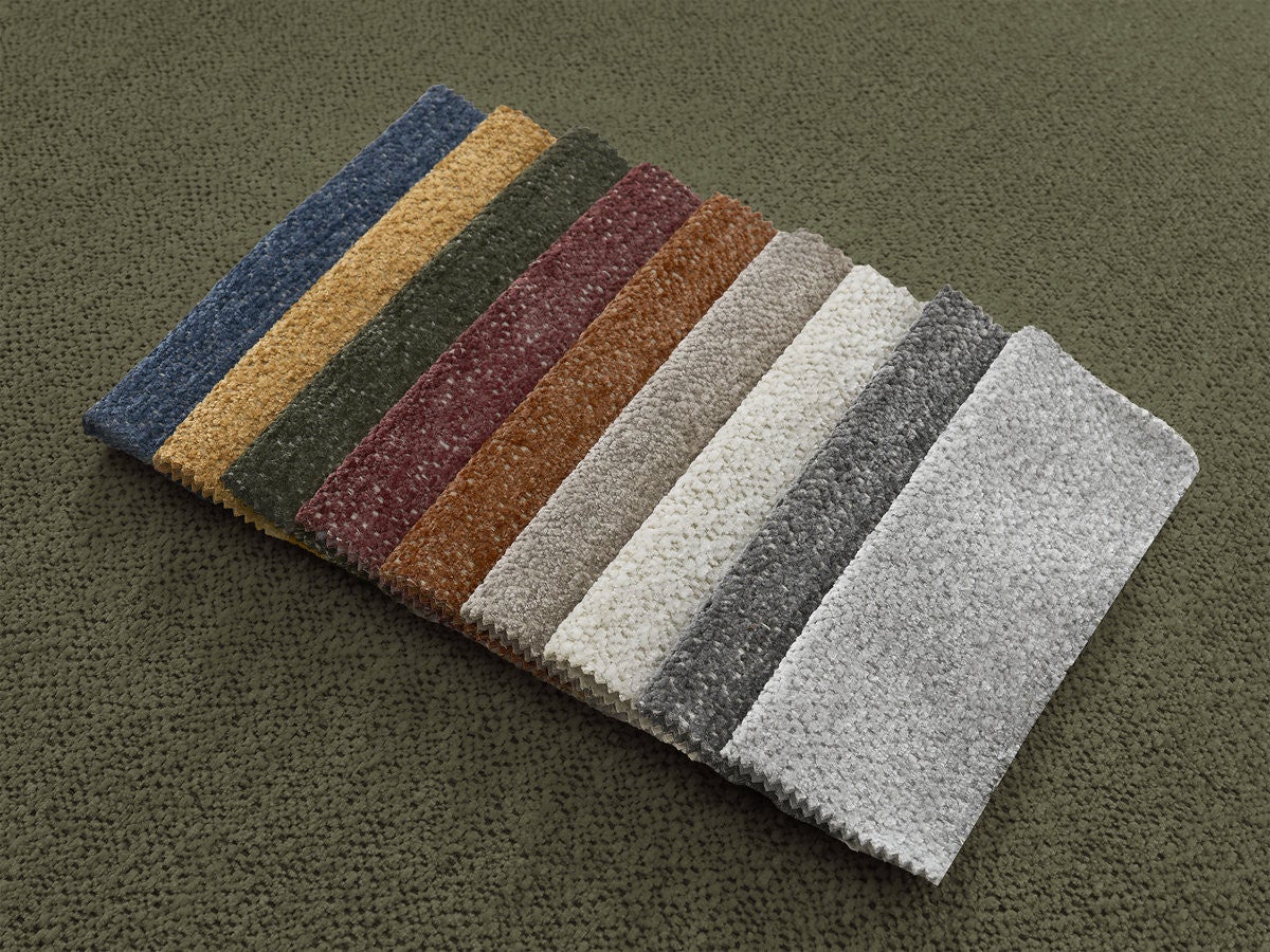 BOBOCHIC Canapé panoramique fixe modulable SERENA tissu chiné avec pouf Vert - 5