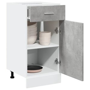 Meuble De Cuisine Bas Avec Tiroirs - Armoire Lyon En Gris Béton 40x46x81,5 Cm - Rangement Pratique Et Moderne