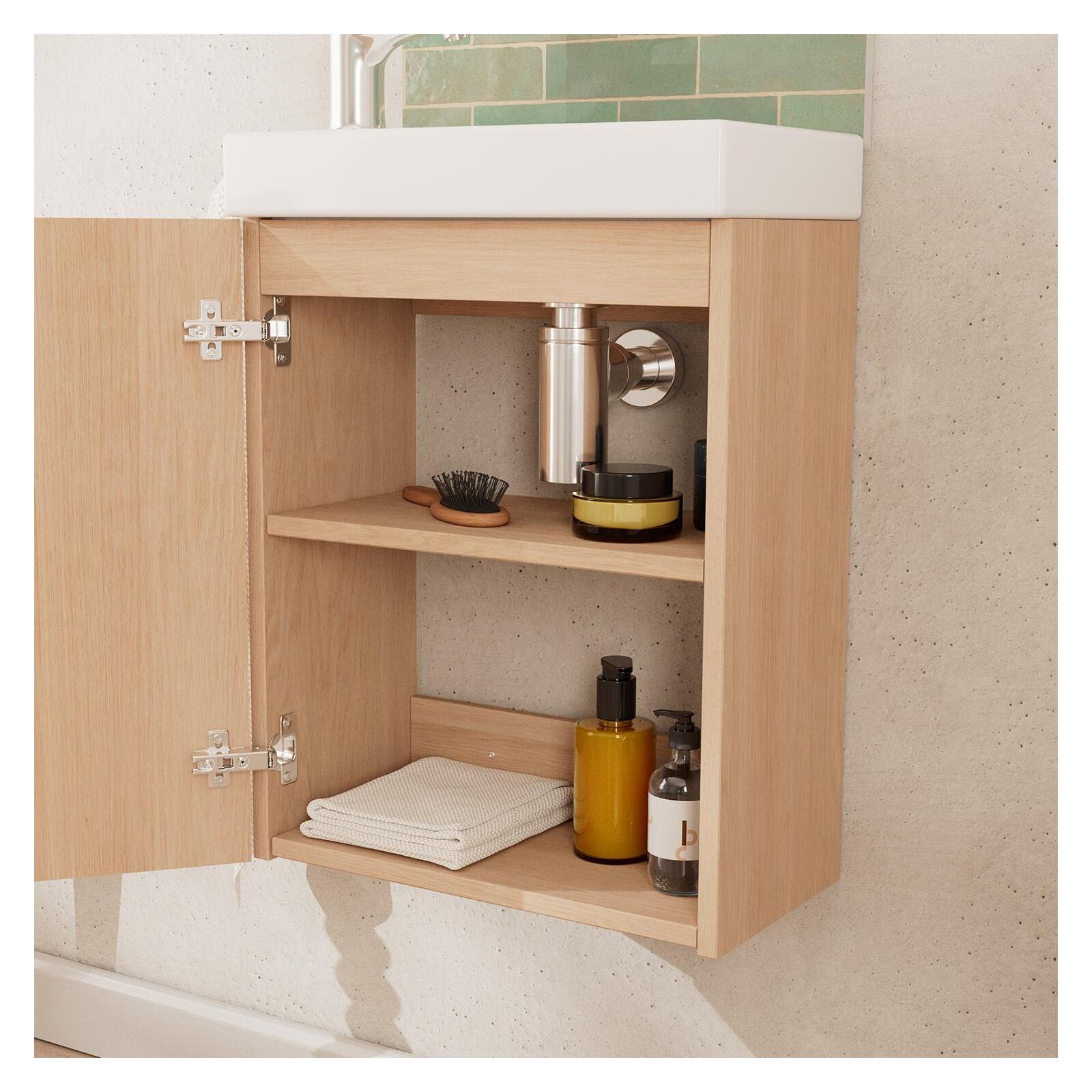 Ensemble meuble lave-mains décor chêne FRAME + robinet - 4