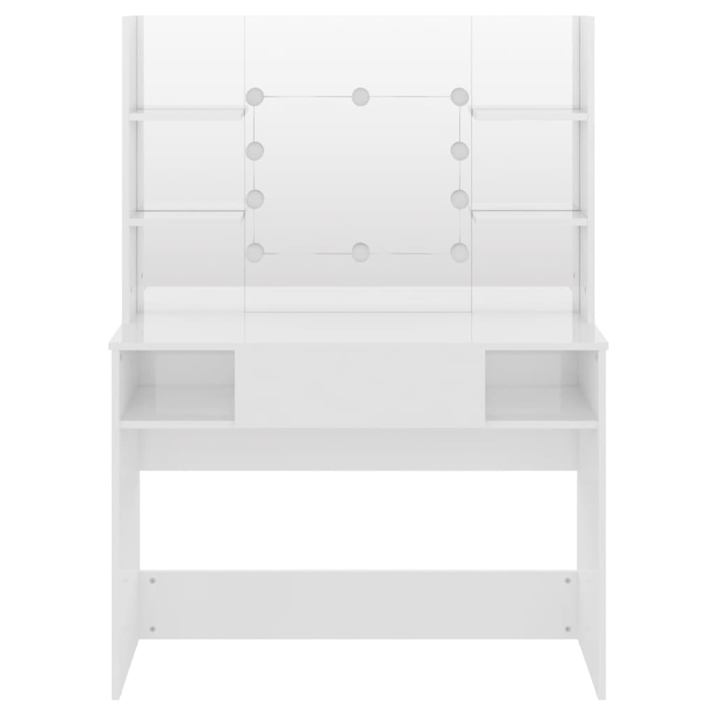 Tavolo trucco con illuminazione LED 100 x 40 x 135 cm MDF bianco lucido 02_0006277 - 2