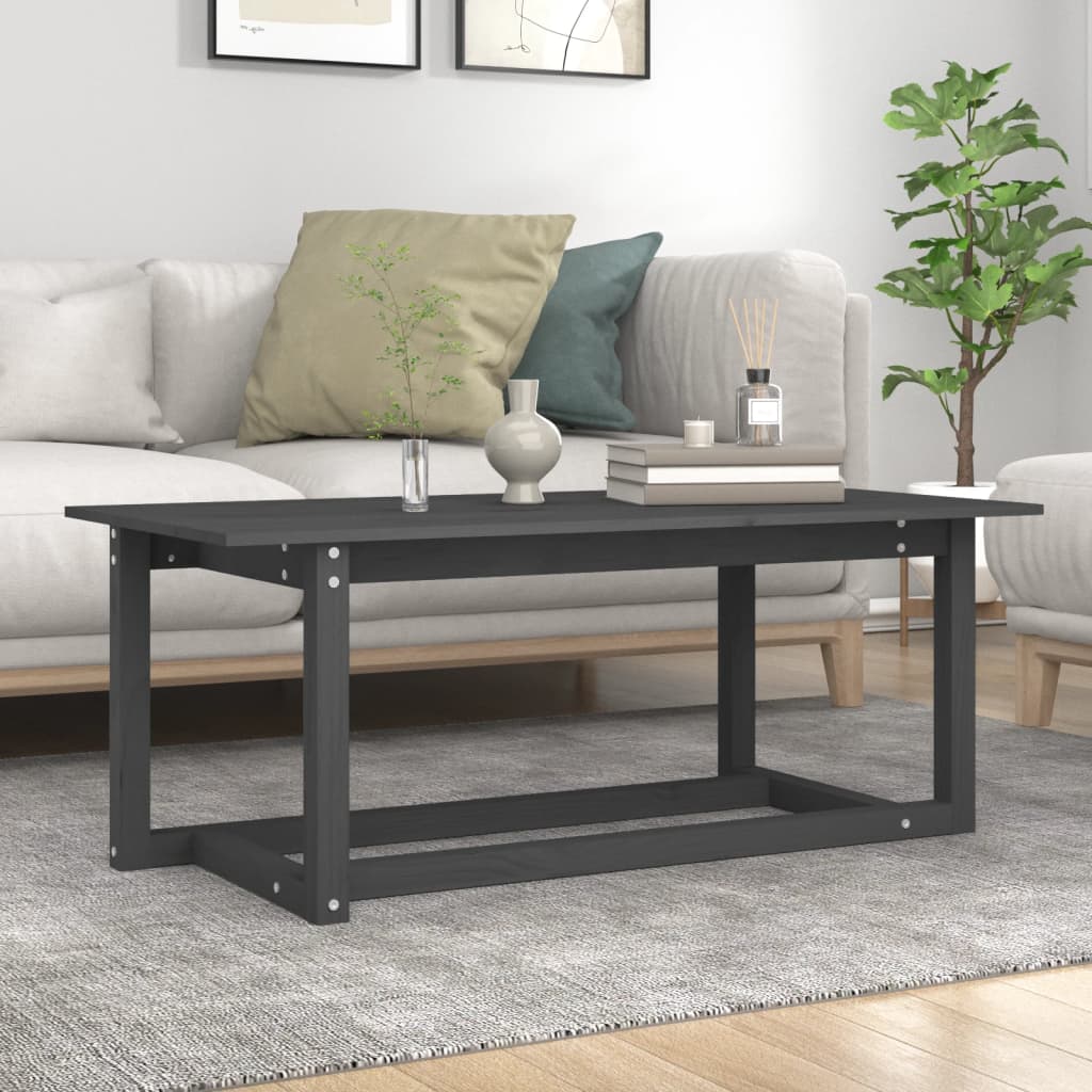 Stolik kawowy, szary, 110x55x45 cm, lite drewno sosnowe vidaXL