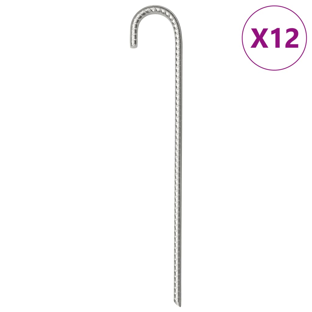 Kołki Namiotowe VidaXL - 12 Szt. Ø10 mm, 37 cm ze Stali Ocynkowanej
