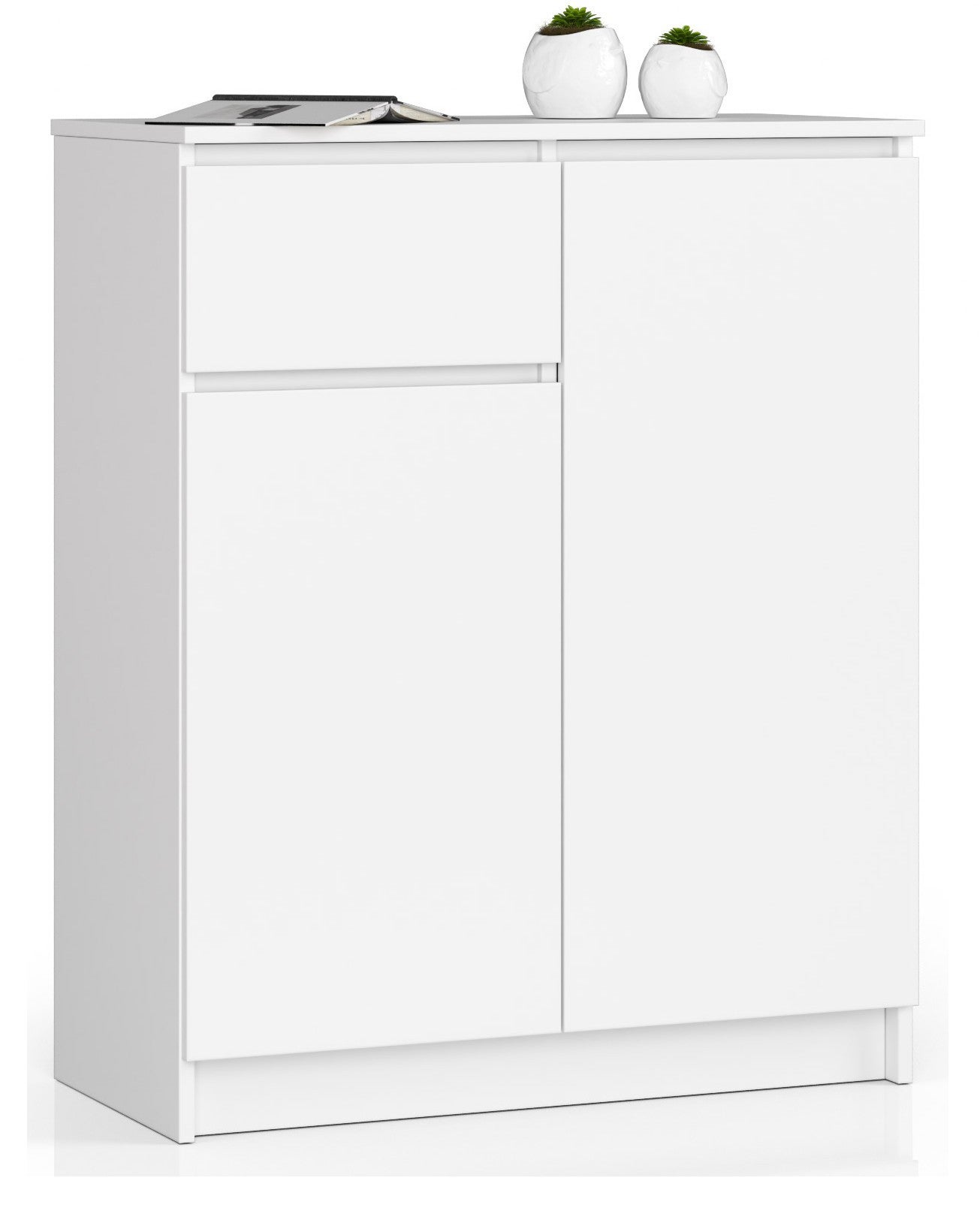 Komoda AKORD K80 Biała 80 cm 2 drzwi 1 szuflada kolor Biały mat 4 półki 80x40x99 cm