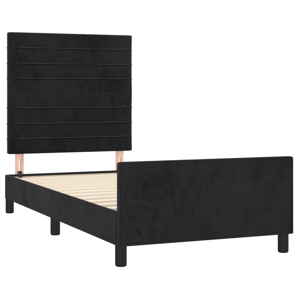 Cadre de lit sans matelas noir 100 x 200 cm en velours - 4