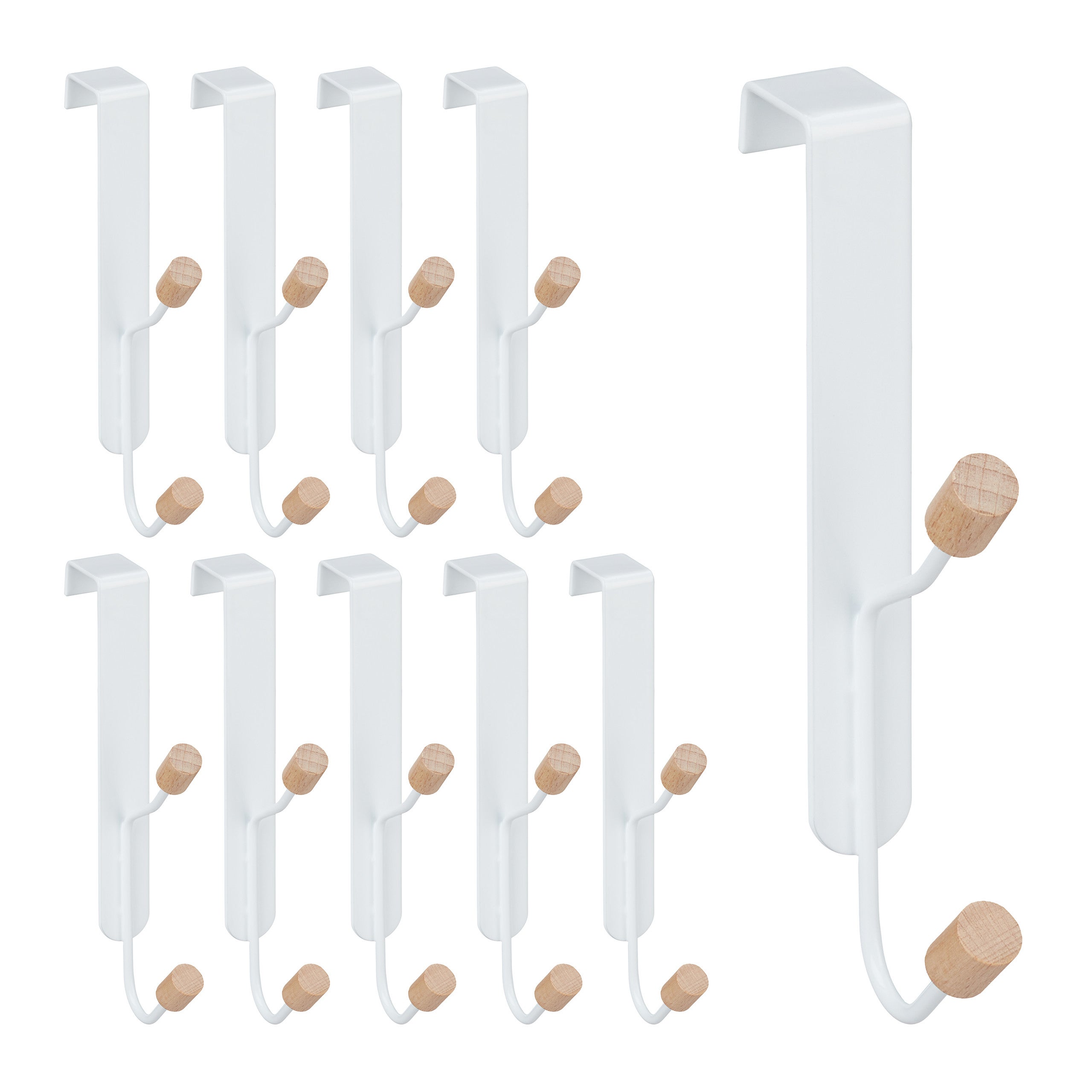 Lot De 10 Crochets De Porte, Blanc | Vitrine Magique