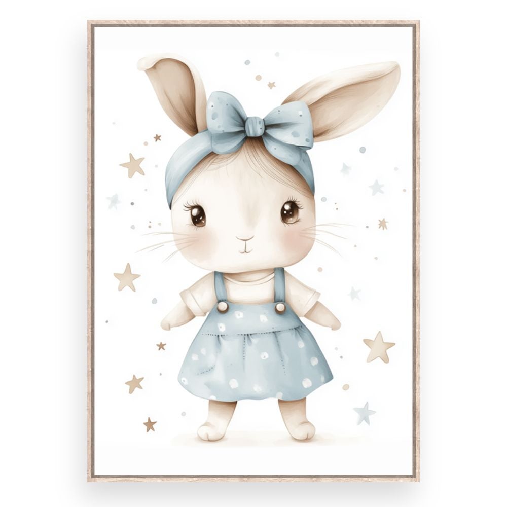 Tableau imprimé et encadré pour enfants 'Lapin adorable' / 60x90cm / Cadre Effet naturel / Fabriqué en France / Toile murale / DADA ART - 3