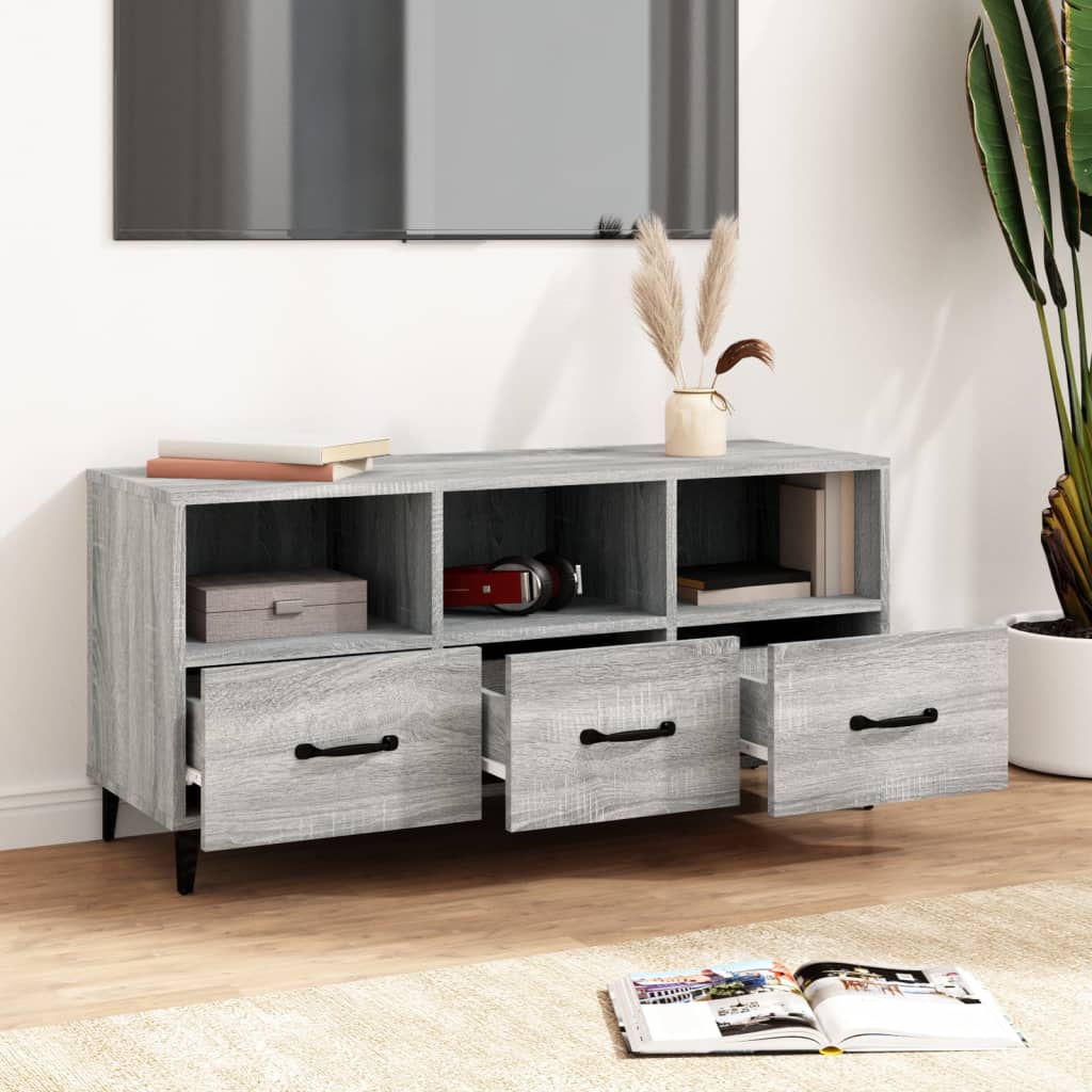 vidaXL Meuble TV Sonoma gris 102x35x50 cm Bois d'ingénierie - 3