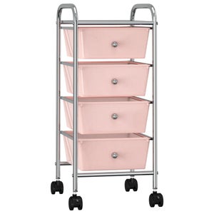 Chariot Auxiliaire 3 Niveaux avec Roues et Frein Rose 42x42,5x76cm | Leroy Merlin